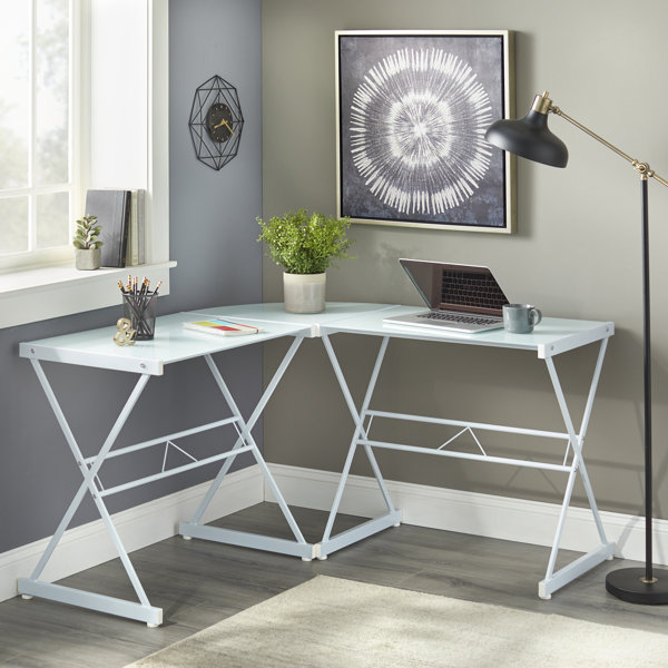 Latitude Run® Rikwin Glass LShape Desk & Reviews Wayfair